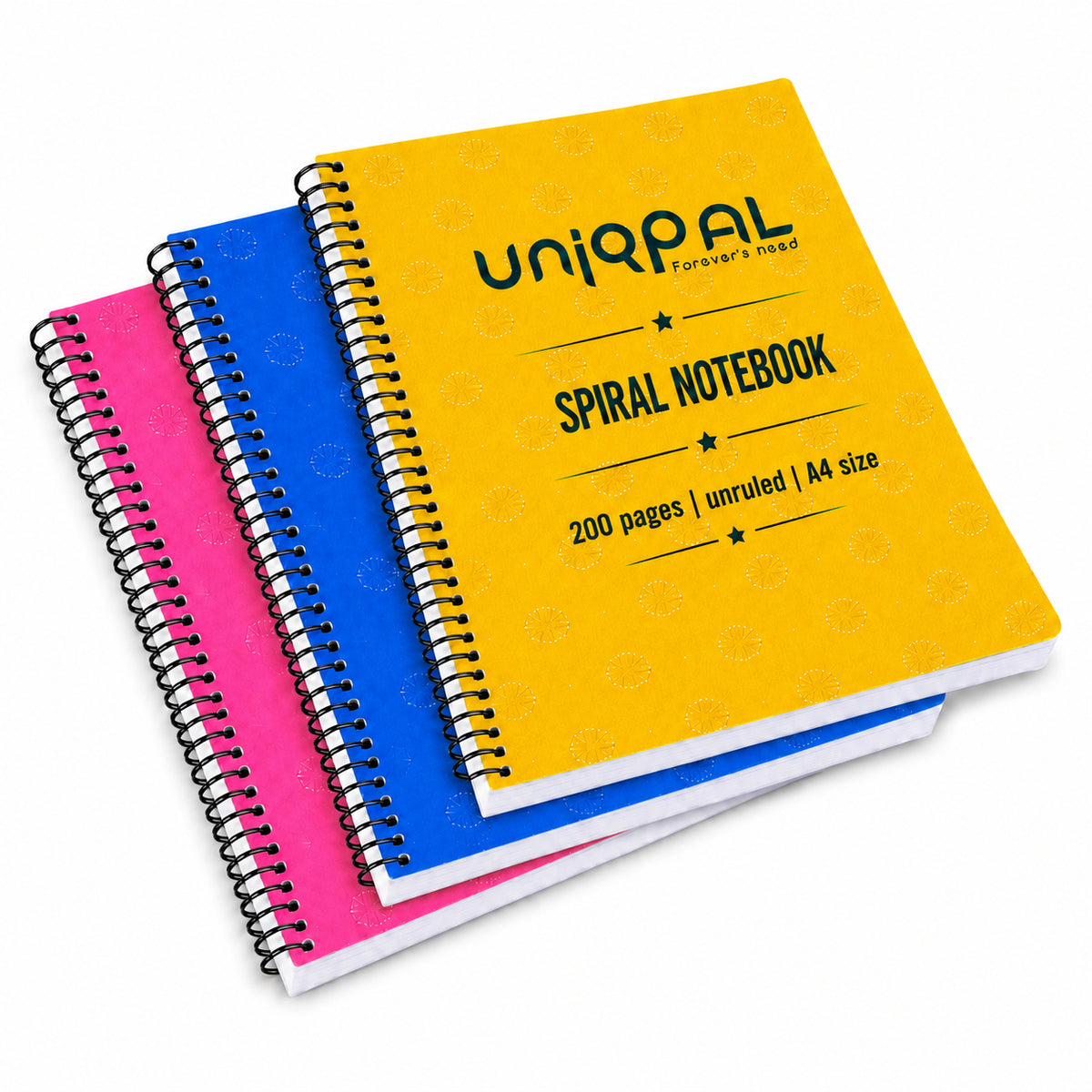 UNIQPAL College Spiral Notebook A4 Ruled | 3 x 200 Pages | Notes, Assignments, Projects & Daily Writing | Pack of 3