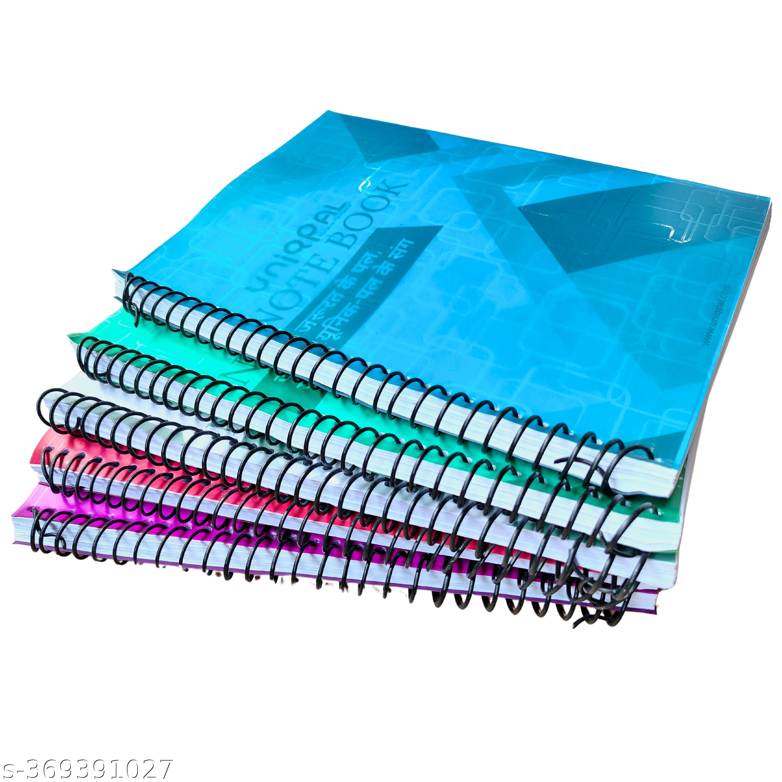 UNIQPAL A4 size Line/Ruled spiral notebook || set of 5 || 1000 pages || 5x200 pages each notebook || Best for Student and Artist
