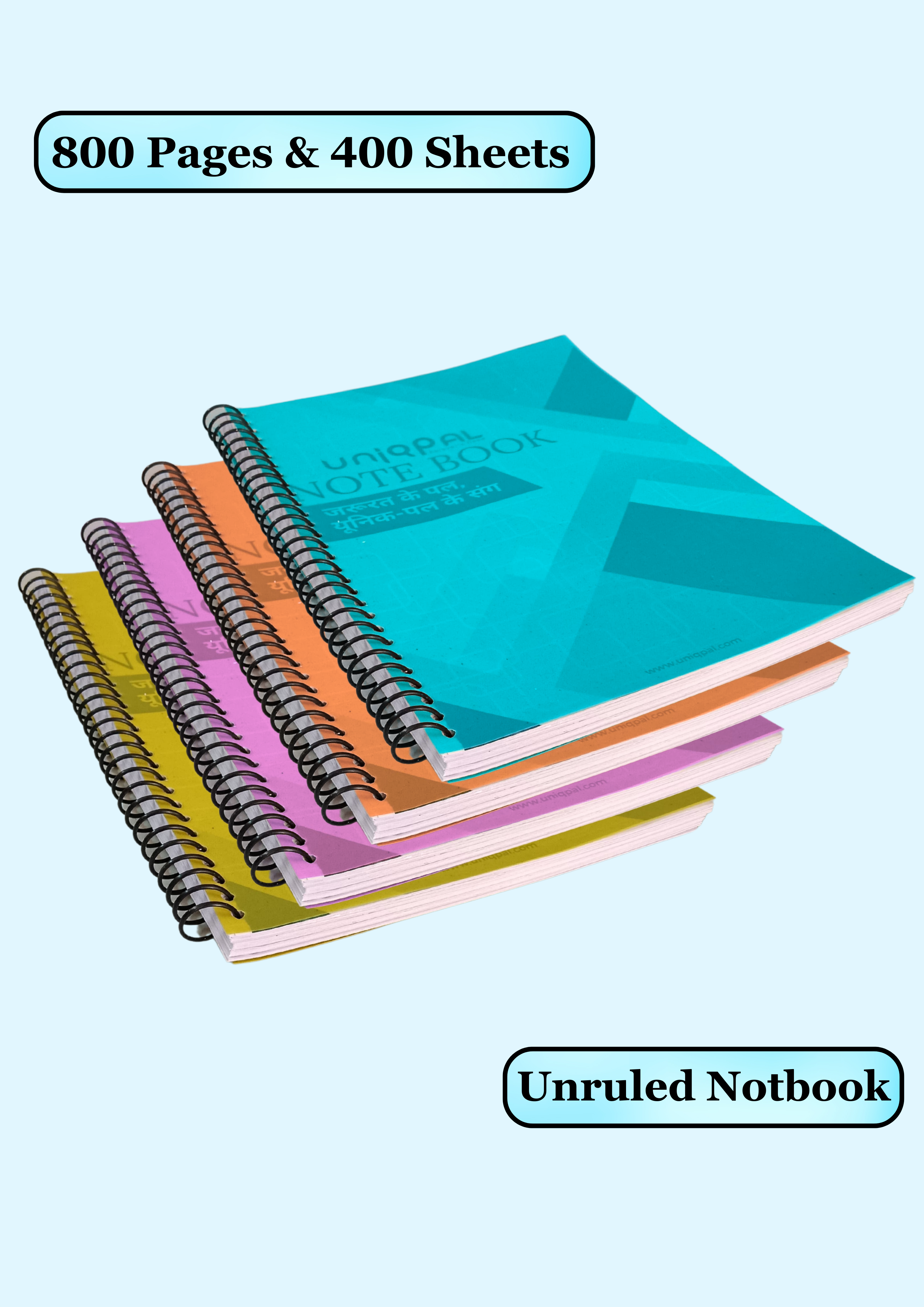 UNIQPAL SET 4 unruled Notebook – Four Notebooks for Maximum Efficiency