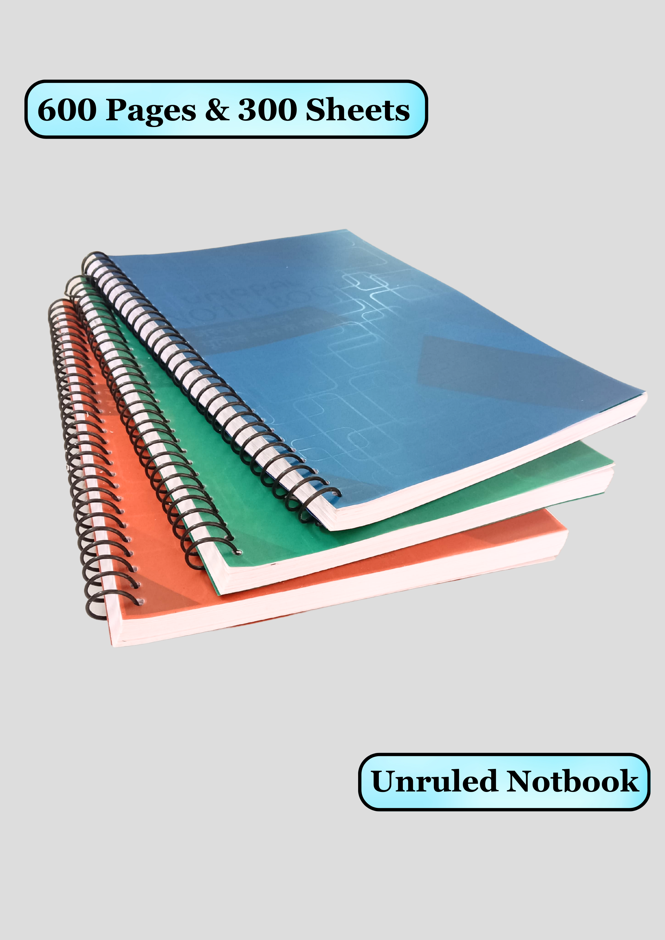 Spiral Notebook – Plain, 200 Pages, A4 Size