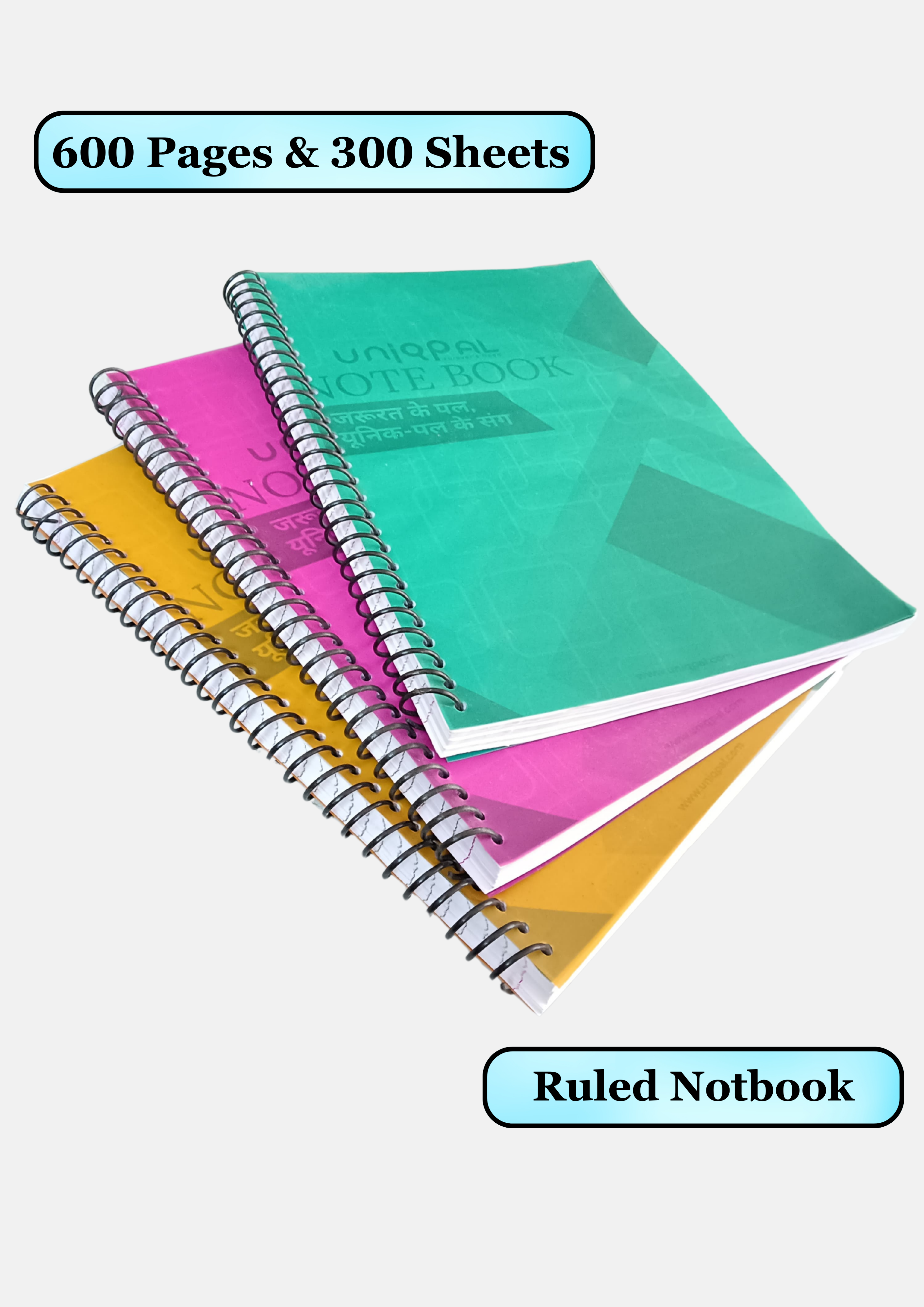 200-Page Ruled Notebook with Hardcover set of 3 – Sturdy Journal for Writing, Planning, and Organizing