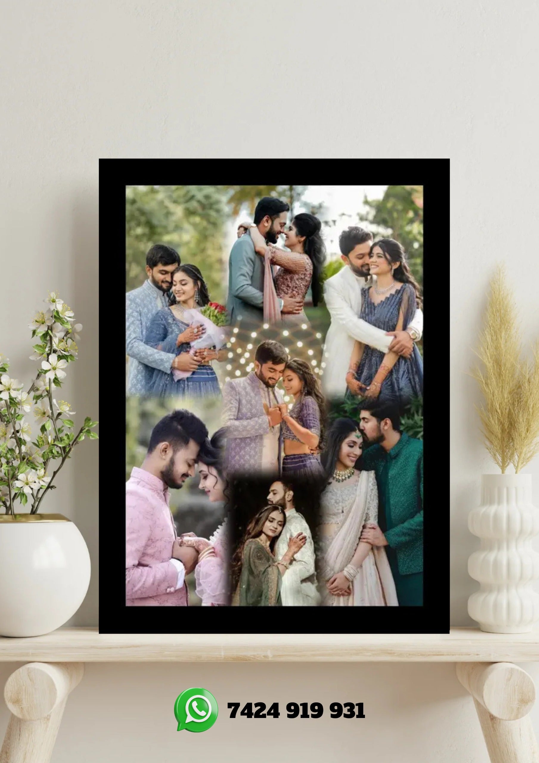 Customized couple collage (7 photos) printed photo frame
