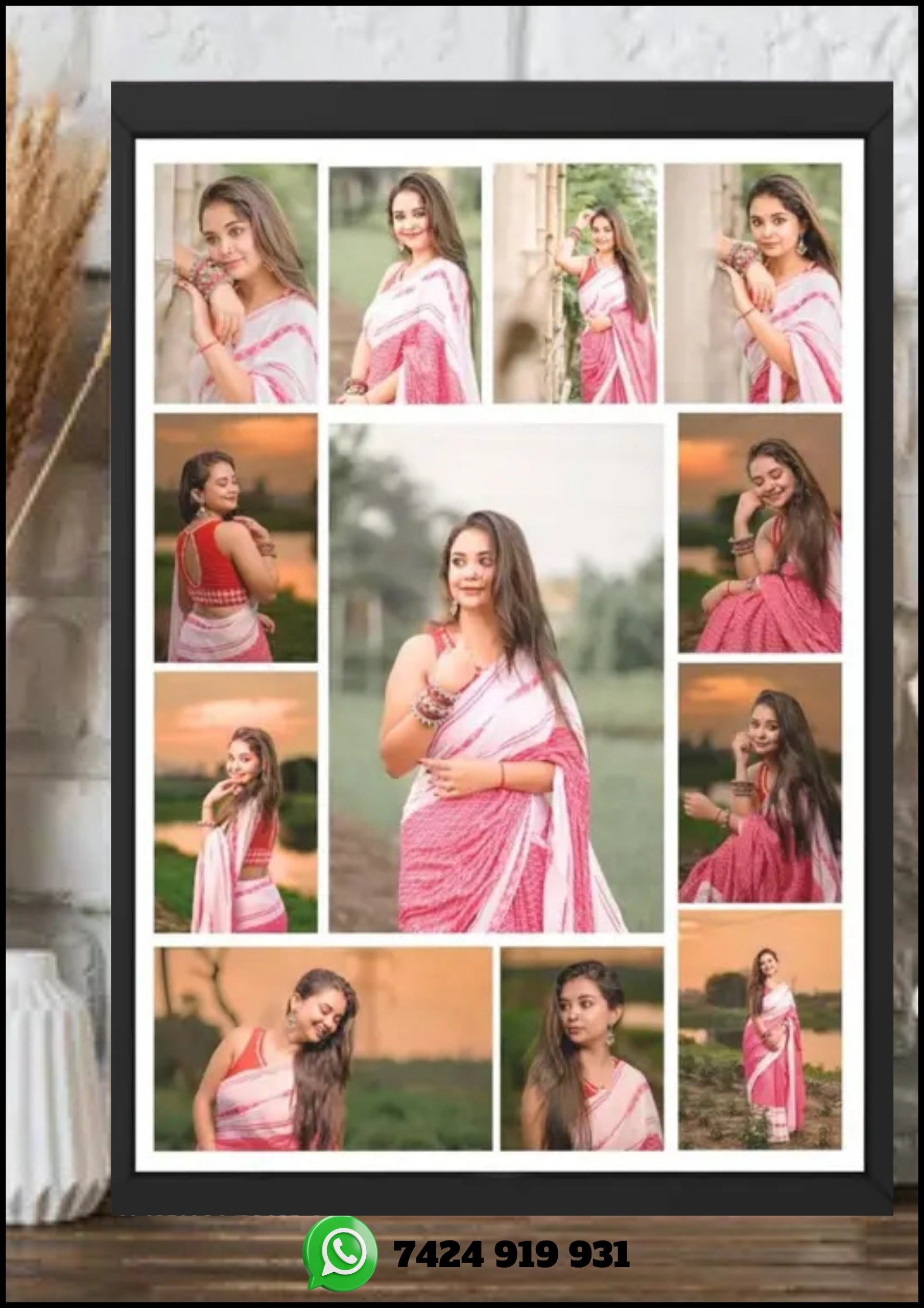 Customized 12 photo frame collage Gift A4 size black